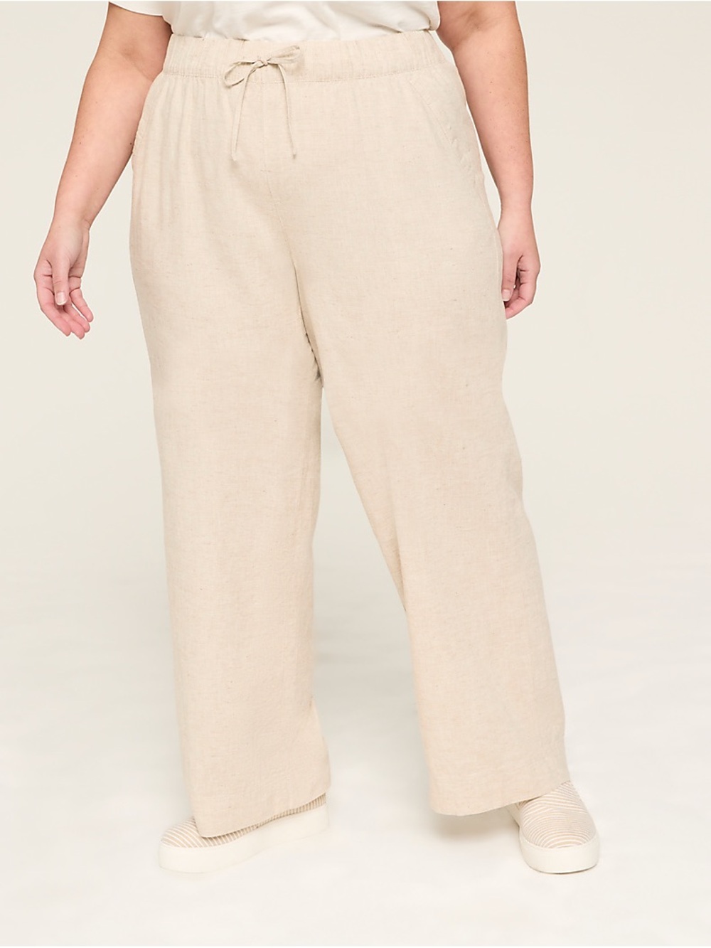 Lane Bryant Wide-Leg Drawstring Pants in Tan Size 18